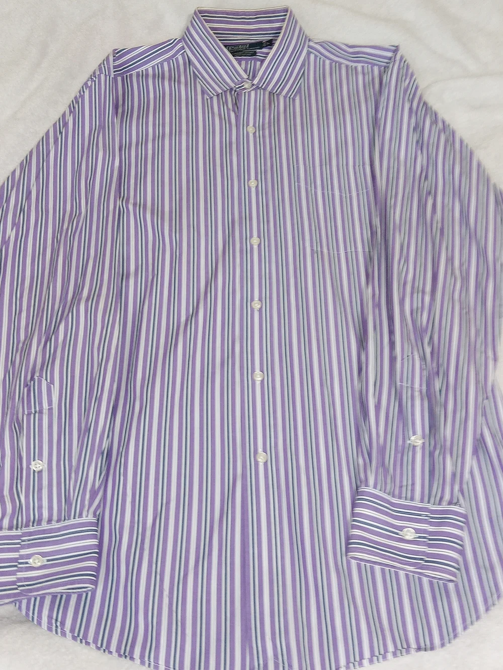 Polo Ralph Lauren Curham Sport Fit L Purple White Stripe Button Shirt Vintage